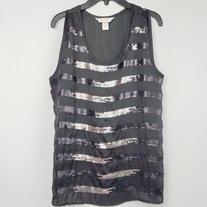 Christopher & Banks SMALL Black Sequin Tank Top